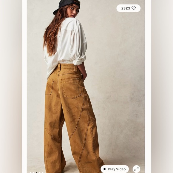 NEW Free People We The Free Chill Vibes Dropped Wide Leg Khaki Scout Jeans 26 - Picture 4 of 14